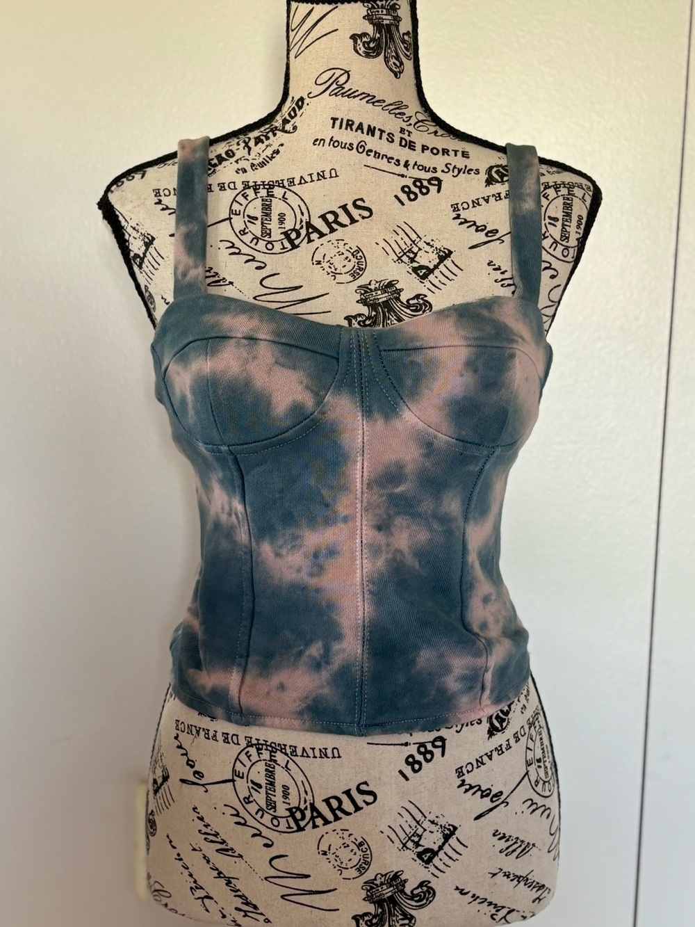 Tie-Dye Blue and Pink Bustier Tank Top Konnor+Knox